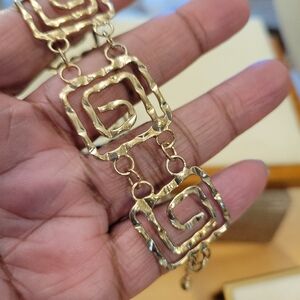 Ancient Greece Swirl Design Bracelet • Pale Goldtone • Clasp Closure